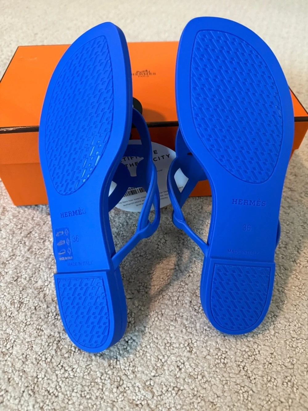 Hermes Bright Blue Egerie Sandals - Picture 3 of 4